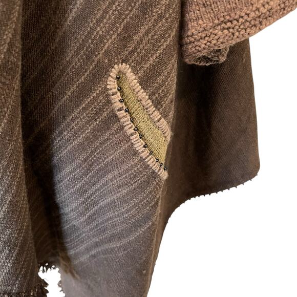 Peoli Hand Spun & Knit Wool Cardigan Brown Women's OS NWT - Picture 7 of 14